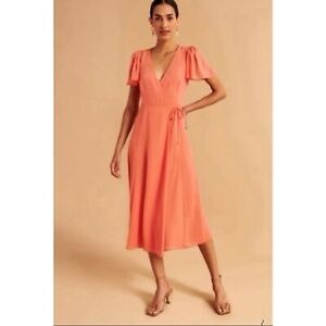 Abercrombie & Fitch Wrap Angel Sleeve Midi Dress | Sz XL petite